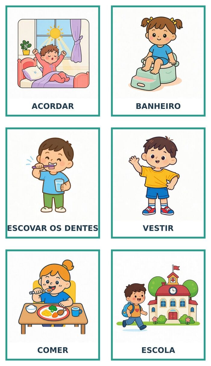 Cartões de rotina visual para imprimir